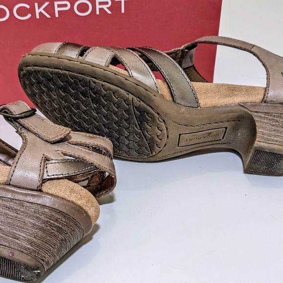 Rockport Cobb Hill Aubrey Khaki Multi Color. Leather Wedge heel. Women's Size 5. - Picture 11 of 14